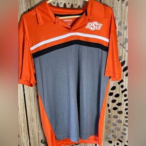 Oklahoma State Cowboys OSU Polo Shirt Men’s L Captivating Orange Gray Black NCAA
